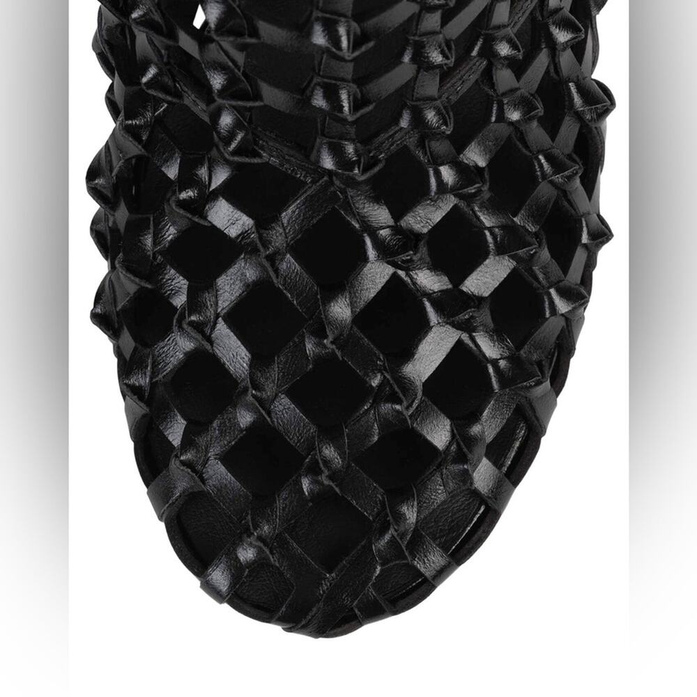 Free People Jeffrey Campbell Loom Cage Knot Block Heel Boot Black Leather 9.5 - Picture 4 of 9